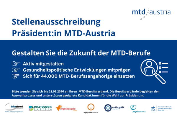 Jobinserat Präsident*in MTD-Austria 2026