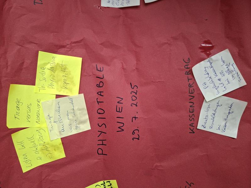 PhysioTable Wien: Erarbeitung Themen "ÖGK" und "Krisenstab"