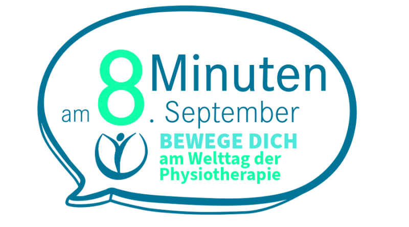 Plakette Welttag Physiotherapie - BEWEGE DICH 8 MINUTEN